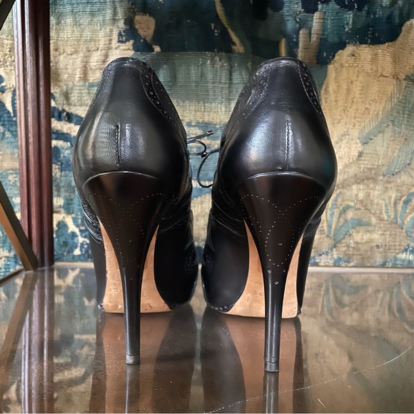 Dior Black Leather Wingtip Oxford Lace Up Bootie - Picture 5 of 14